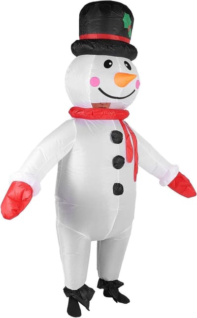 Opblaasbaar Sneeuwpop Kostuum - Winter Kostuum Blow Up - Feestelijke Evenementen - Waterbestendig Polyester - 1.8m Hoog - Wit