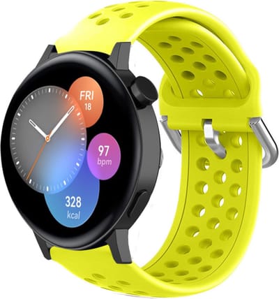 Siliconen sport bandje met gaatjes - Geschikt voor Huawei Watch GT 3 42mm / Huawei Watch GT 3 Pro 43mm / Huawei Watch GT 2 42mm / Huawei Watch GT - 42mm bandje - Sport bandje - Geel