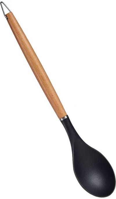 Arte R Kook/keuken gerei - opschep lepel - zwart/bruin - kunststof/hout - 32 cm
