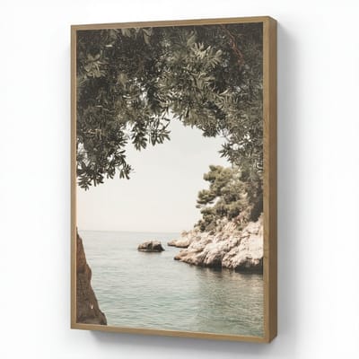 Wandlamp 70x100 cm - Oplaadbaar - Rotsen - Zee - Boom - Groen - Wandlampen binnen woonkamer - Slaapkamer lamp - Decoratieve nachtlamp - Vloerlamp draadloos