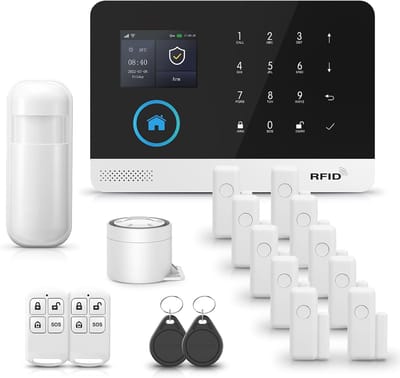 Draadloos Wifi Huisalarm Systeem met 17 Delen, Inbraakbeveiliging met GSM/4G en 120 dB Sirene