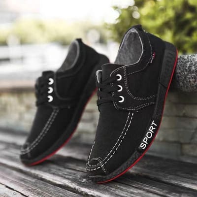 Zomer Heren Sneakers Ademend Casual Platte Canvas Schoenen Lente en Herfst Comfortabele Outdoor Wandelen Heren Hardloopschoenen 43 black