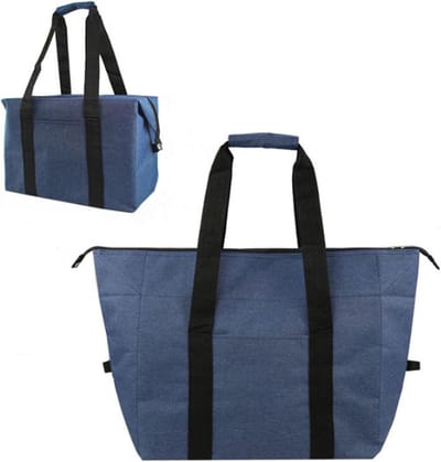 Koeltas - Picknicktas - Isotherme Boodschappentas met Ritssluiting - Opvouwbaar en Groot formaat voor Kamperen en Picknick - Geschikt voor Lunch en Strand - Blauwe Kleur