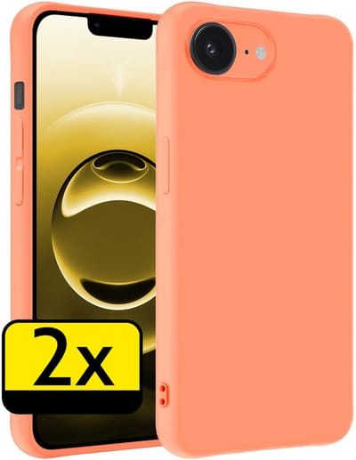 Hoesje - 2 Stuks - Geschikt voor Apple iPhone 16e - Sterk & Shockproof - Case Siliconen - Back Cover - Telefoon Hoes - Telefoonhoesjes - Perzik
