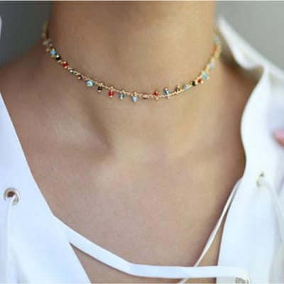 15 Style Simple Perle Choker Collier Cristal Feuille Gland Chaîne Collier Pour Femmes Mode Sexe Bijoux Accessoires de Bal or