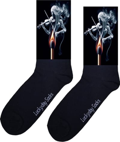 Violist - Verjaardag cadeau - Grappige sokken - Leuke sokken - Hem Haar sokken - Vrolijke sokken - Valentijn Cadeau - Vaderdag - Moederdag - Rook -Lucifer - Verjaardag cadeau - Kerst cadeau - Leuk Cadeau - Sokken maken Happy - Maat 37-44
