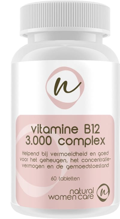 Natural Women Care - Vitamine B12 3.000 complex - vitamine - energie - B11 - folaat - foliumzuur - B12 - B6 - B2 - Methhyl - Adenosyl - methylatie