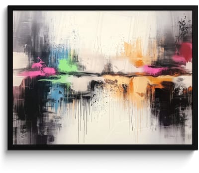 Poster in lijst - Fotolijst 70x50 cm - Posters - Abstract - Kleurexplosie - Landschap - Posterlijst zwart - Decoratie - Wanddecoratie woonkamer - Muurdecoratie slaapkamer