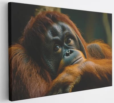 Saammp Canvas Schilderij - Orang oetan - Abstract - Dier - 30x20 - Foto op canvas - Wanddecoratie - Muurdecoratie Woonkamer - Slaapkamer decoratie - Canvas Print