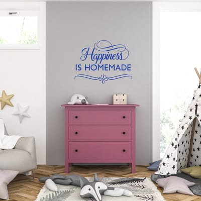 Muursticker - Happiness Is Homemade - 58 x 77 - Blauw