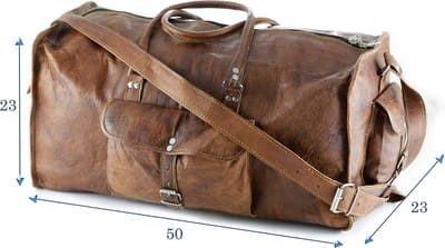 Duffeltas Weekendtas 50 x 24 x 24 cm  - Echte Leder - Cognac Bruin – Reistas - Sporttas - HANDGEMAAKTE VINTAGE STIJL TAS van ECHT LEER