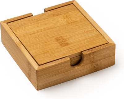 8x Bamboe houten glas onderzetters vierkant 10 cm - Onderzetters voor glazen en bekers