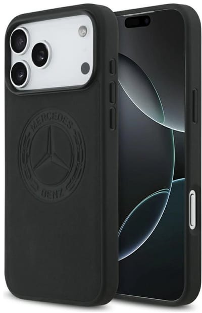 Mercedes-Benz Back Cover - iPhone 17 Pro Max - Zwart - Genuine Leather - Magsafe - Vintage Logo