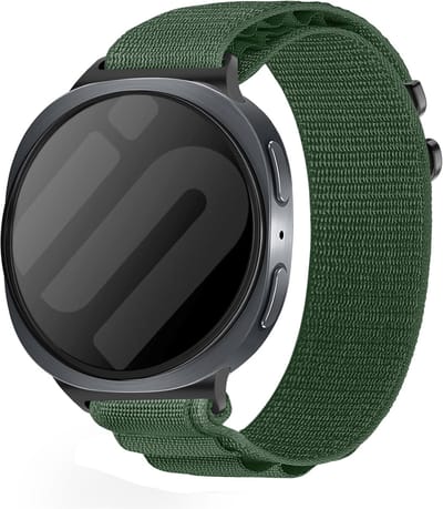 Strap-it Alpine nylon bandje geschikt voor Samsung Galaxy Watch 9 (40/44mm) / Watch 8 (40/44mm) / 8 Classic (46mm) - donkergroen