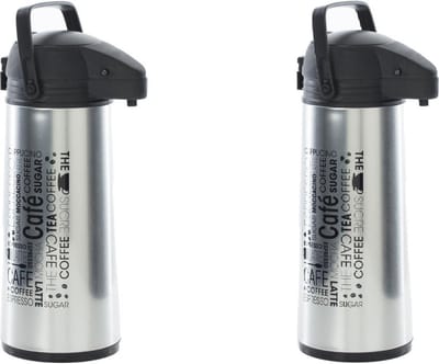 5five Thermoskan - 2x stuks - 1,9 liter - 19 x 13 x 36 cm - RVS - isoleerkan - Koffie/thee kan - voor warme / koude dranken