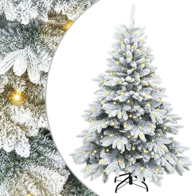 vidaXL - Kunstkerstboom - met - 150 - LED - met - standaard - Wit - 150 - cm - PE - en - PVC