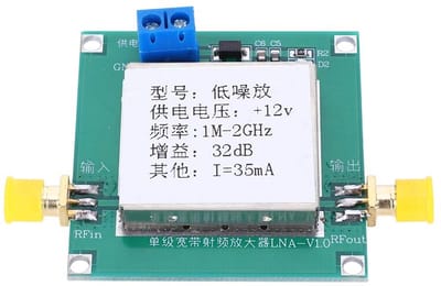 Breedband RF Versterker 12V Lage Ruis 0.01-2000 MHz 32dB Versterking voor Radio en Wifi Ontvangst