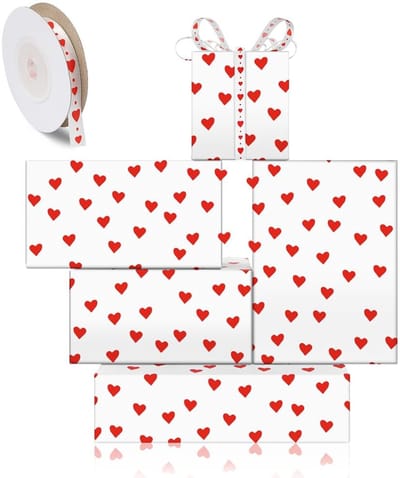 Dailygoods- Cadeaupapier met rode harten - 4 vellen 50 x 70 cm - Bruiloft - Valentijnsdag - Verloving - Jubileum - Hoogwaardige kwaliteit - Inpakpapier