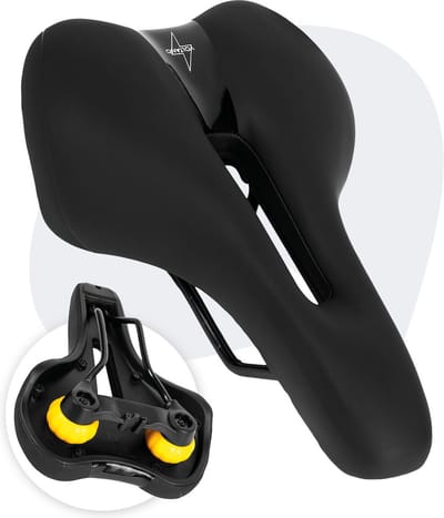 Voltano Fietszadel Elegance - Zwart - Trekking Premium Gel Zadel - Heren - Elastomeer Vering - 100% Waterdicht
