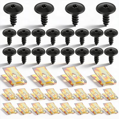 20 sets schroefmoerclips voor auto-onderrijbeveiliging, U-type schroeven, ondervloer en spatbordbevestiging