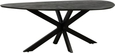 Eettafel Kiezel mangohout met facetrand 200x120 cm - organische vorm - zwart