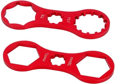 Set van 2 stuks voor het repareren van de voorvork van een mountainbike, sleutel voor het verwijderen van schokabsorber en vorkafdekking