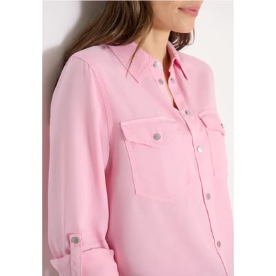 Blouse met overhemdkraag en omslag
