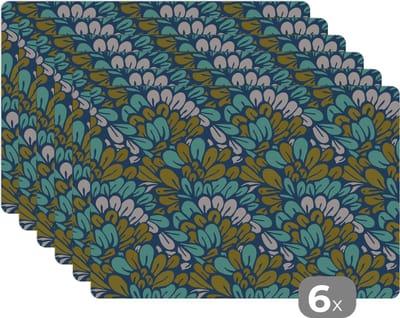 Placemat - Placemats kunststof - Patronen - Jungle - Plant - 45x30 cm - 6 stuks - Hittebestendig - Anti-Slip - Onderlegger - Afneembaar