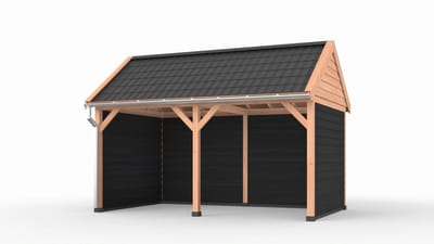 Douglas overkapping zadeldak, 500 x 300, met achterwand en twee zijwanden, Westwood Ruiter Basic