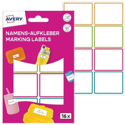 AVERY Naamstickers, Folie, 34 x 48 mm, Gekleurde Rand