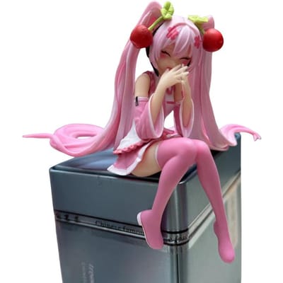 Hatsune Miku Anime figuur Roze gewaad Zittende houding PVC model actie speelgoed Kersentak decoratie verzamelcadeaus