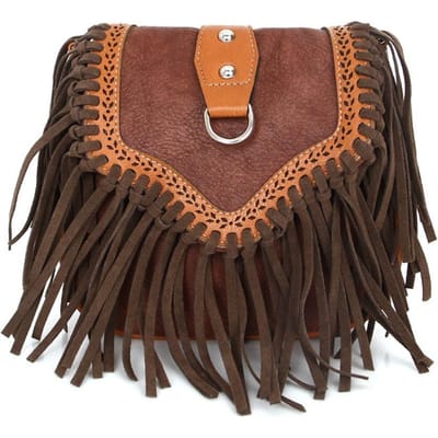Mode PU Franje Schoudertas Retro Kwastje Crossbody Portemonnee Dames Messenger Bags brown