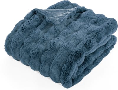 Tiseco - Deken BUBBLE - imitatie konijnenbont plaid - 130x170 cm - blue fusion