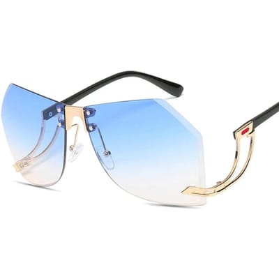 Nieuwe Irreguliere Randloze Zonnebril Dames Designer Legering Frame Oversized Verloop Zonnebril Mode Vrouwelijk Heldere Tinten