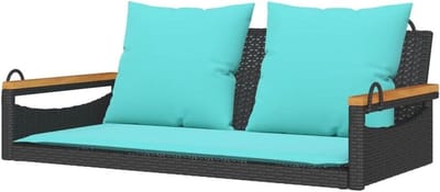 Schommelbank met kussens - Hangstoel tuin - Buiten ontspannen - Gevoerde kussens - 109 x 62 x 40 cm - Zwart