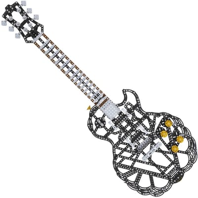Metalcraft - Akoestisch Gitaar Zwart Modelbouw | Metalen Constructie Speelgoed | DIY 3D Puzzel | Incl. gereedschappen | Bouwpakket voor volwassenen | cadeau voor muziek liefhebbers | 2121 onderdelen | Luxe geschenkdoos