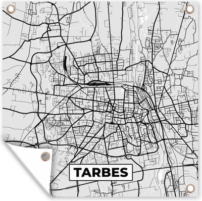 Tuin poster Plattegrond - Tarbes - Stadskaart - Kaart - Frankrijk - 200x200 cm - Tuindoek