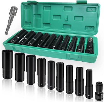 11 slagmoerdoppen 1/2 inch - 10-24mm dopsleutelset - inbusdopsleutelset voor autoreparaties en klussen