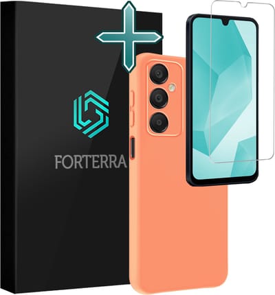 Hoesje Met Screenprotector - Geschikt voor Samsung Galaxy A16 - Sterk & Shockproof - Telefoon Hoes - Back Cover - Siliconen Case - Perzik