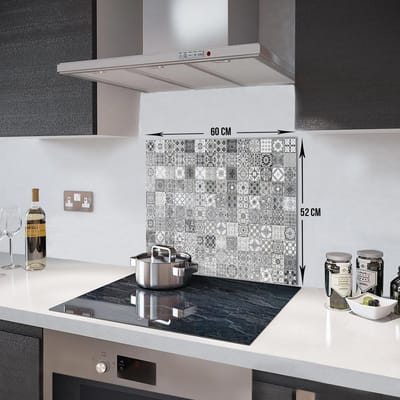 Keramische Patroontegel Tempered Glas Spatbescherming Voor Achter de Kookplaat 52cm x 60cm