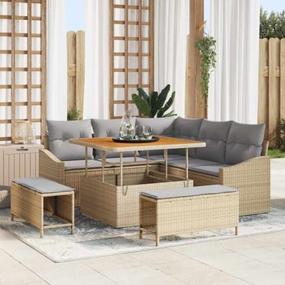 vidaXL - Tuinbank - Set - 8 - st - 7-Aantal - zitplaatsen - Beige - Poly - rattan