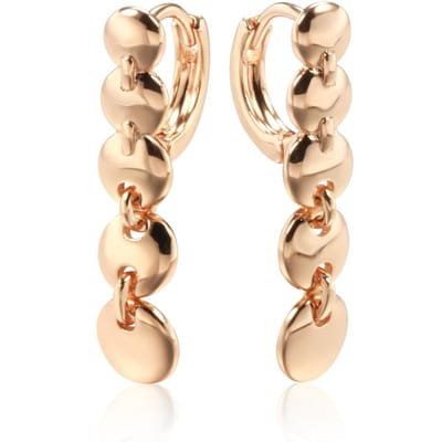 Boucles d'oreilles pendantes brillantes mode pour femmes Couleur or rose Simple Long pendentif maillon Haute qualité Bijoux fins quotidiens beige