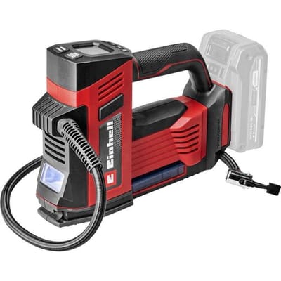 Einhell Accu Auto Compressor CE-CC 18/23 D Li Solo - Power X-Change - 18 V/Li-ion - Lengte slang: 0,7 m - Max. Luchtafgifte: 23 l/min - Max. Werkdruk: 11 bar - Digitale manometer - Incl. 3-delige adapterset - Excl. accu en lader