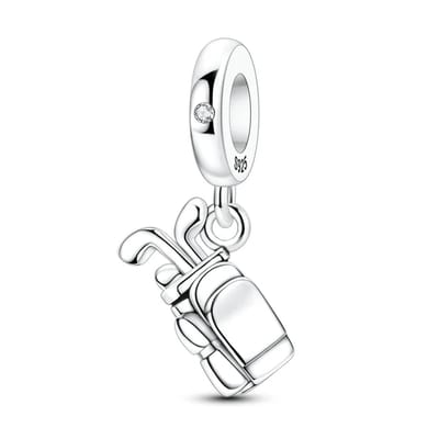 Fler® | Bedel | Past op populaire bedelarmbanden (standaard - 3mm) | Golftas Bedel | Hangbedel Charm | 925 sterling zilver | Transparante zirkonia | Valentijnsdag Cadeau | Sinterklaas kado | Kerstcadeau | Verjaardagsgeschenk | Vriendschap