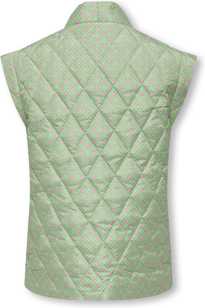 ONLY KOGCEMMA AOP QUILT VEST CS PNT Meisjes Jas - Spring BouquetPattern:Begonia Pink/Cloud Dancer - Maat 128
