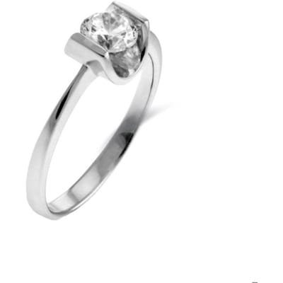Luxenter Ring van 925 sterlingzilver met glanzende zirkonia en rhodiumafwerking - Setentaitres