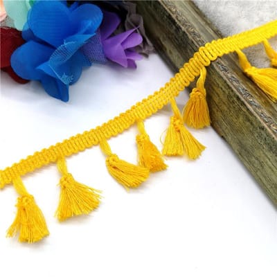 2 yards Kantrand Naailint Kwastje Franje Katoen Etnisch Latijnse Jurk Podiumkleding Gordijn Decoratief DIY geel