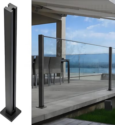 Glazen Balustrade Kit - RVS Reling - Terras Afscheiding - Premium 304 Staal - 65 cm Hoog - Zwart