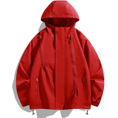 Casual Jas Heren Lente en Herfst Nieuwe Trend Capuchon Casual Herenjas Trend Losse Effen Kleur Top Kleding 2XL rood