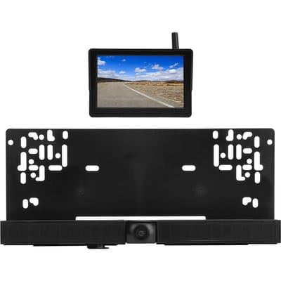 Caméra de recul solaire universelle Cadre de plaque d'immatriculation standard UE Caméra de recul avec écran HD 5 pouces pour voiture camion camionnette camping-car gray